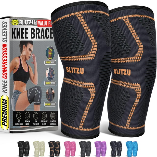 Rodilleras de compresión para mujer y hombre, paquete de 2, para aliviar el dolor, correr, entrenar y practicar deportes. Rodilleras para ligamentos cruzados anteriores (LCA), desgarro de menisco, art