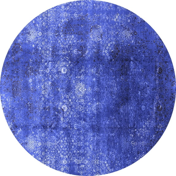 Ahgly Company Machine Washable Indoor Round Persian Blue Bohemian Area Rugs, 3' Round
