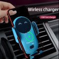 thumbnail image 3 of Wireless Car Charger Mount, Cute Car Phone Holder, Automatic Clamping Air Vent Dashboard Smart Phone Holder for iPhone 15/14/13/12/11//XS/XR/8, Samsung S23/22/21/20/Note 20, etc (Blue), 3 of 11