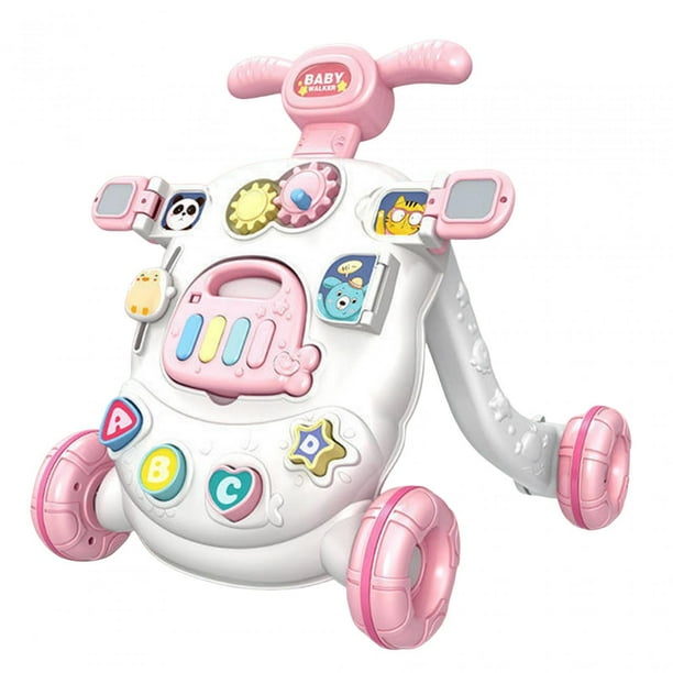 Andador multifunción para bebés, con música y sonido, ideal para aprender a caminar. rosa