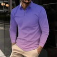 thumbnail image 2 of ZCFZJW Men's Golf Shirts Long Sleeve Polo Shirt Casual Tie Dye Gradient Print Lapel Collar V Neck Pullover Tops Loose Lightweight Comfy Baggy Workout Gym T-Shirts Purple L, 2 of 5