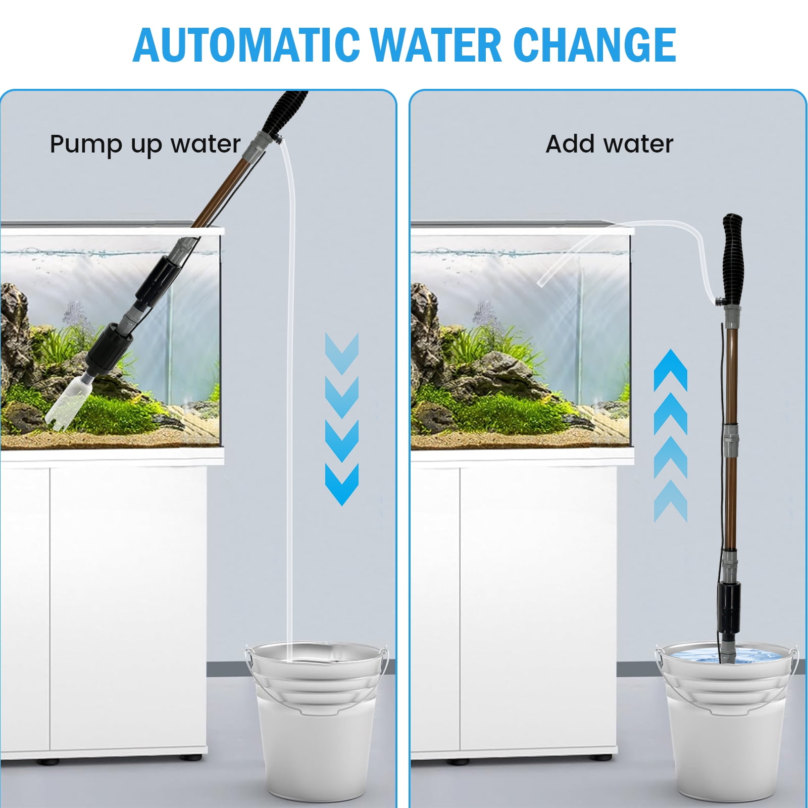 6 In 1 Automatic Aquarium Gravel Cleaner with Strong Suction,Vacuum Cleaner Kit Fish Tank Cleaner Fish Tank Vacuum Electric Fish Tank Cleaning Tool for Wash Sand Water Changing