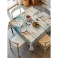 thumbnail image 2 of Beige Beach Coastal Suqare Tablecloth - 54 x 54 Inch, Summer Nautical Coral Shell Botanical Vintage Waterproof & StainResistant Tablecloth, Washable Oil-proof Table Cover for Dining/Party/Wedding, 2 of 9