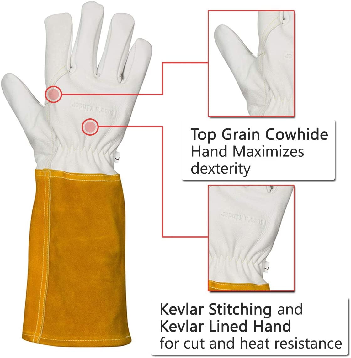 Animal Handling Work Gloves - For Falconry, Dog, Hawk, Cat, Bird and Raptor Handling - Anti Scratch Leather and Kevlar (XS)