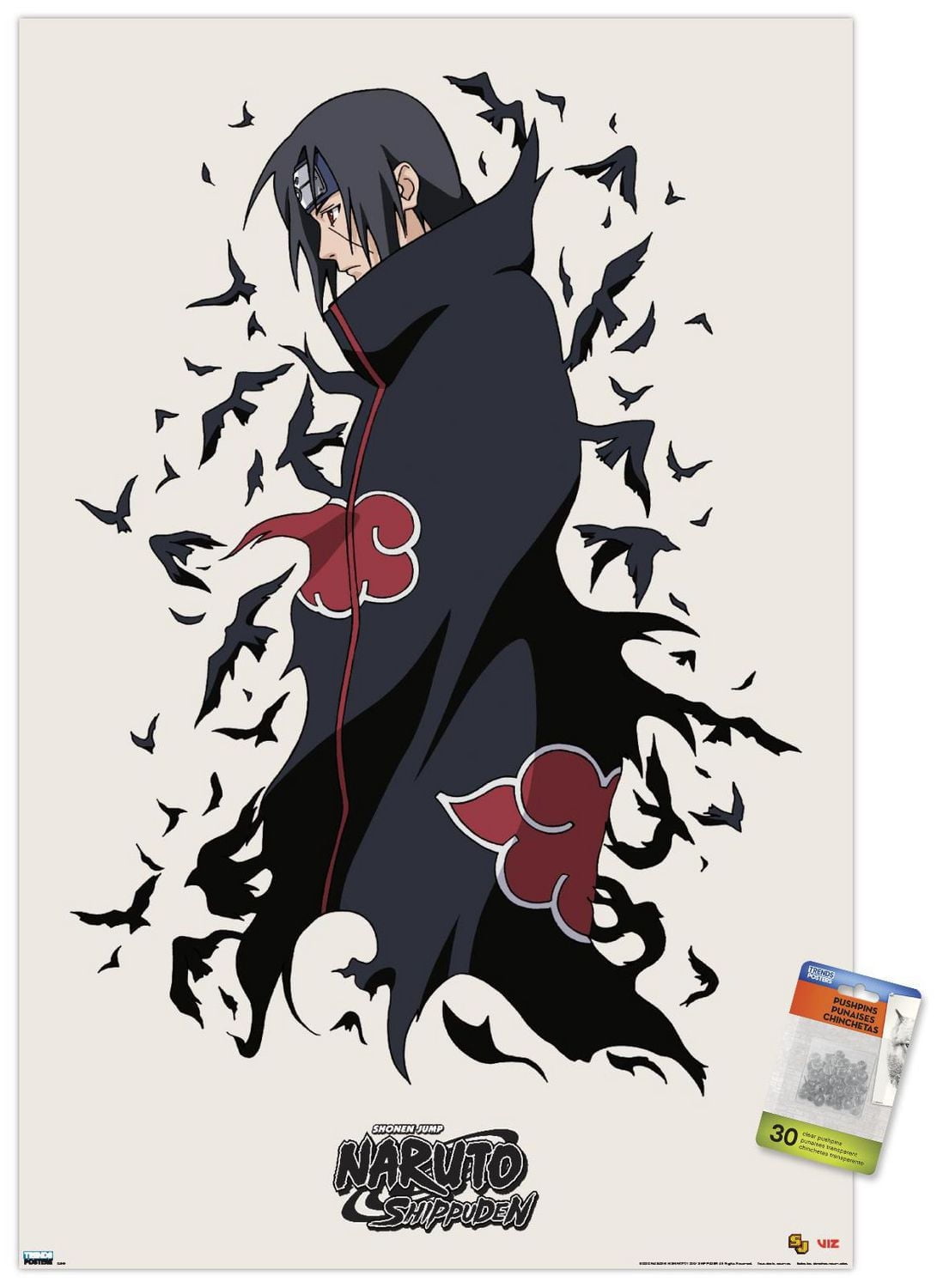 Naruto Shippuden – Itachi 22.375" x 34" Wall Poster with Beechwood Magnetic Frame, by Trends International