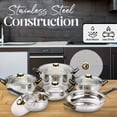 thumbnail image 2 of Alpine Cuisine Stainless Steel Cookware Set 12-Pcs with Glass Lid & Comfortable Handle, Included Dutch oven, Sauce Pan, Fry Pan, Cookware Set for Home Kitchen Healthy Cooking, Easy To Use & Clean, 2 of 7