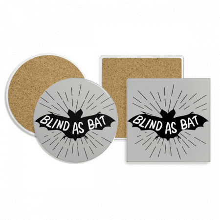 

Black Bat Animal Outline Natural Coaster Cup Mug Holder Absorbent Stone Cork Base Set