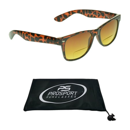 proSPORT BIFOCAL Reading Sunglass Horn Rimmed Square Men Women Tortoise HD