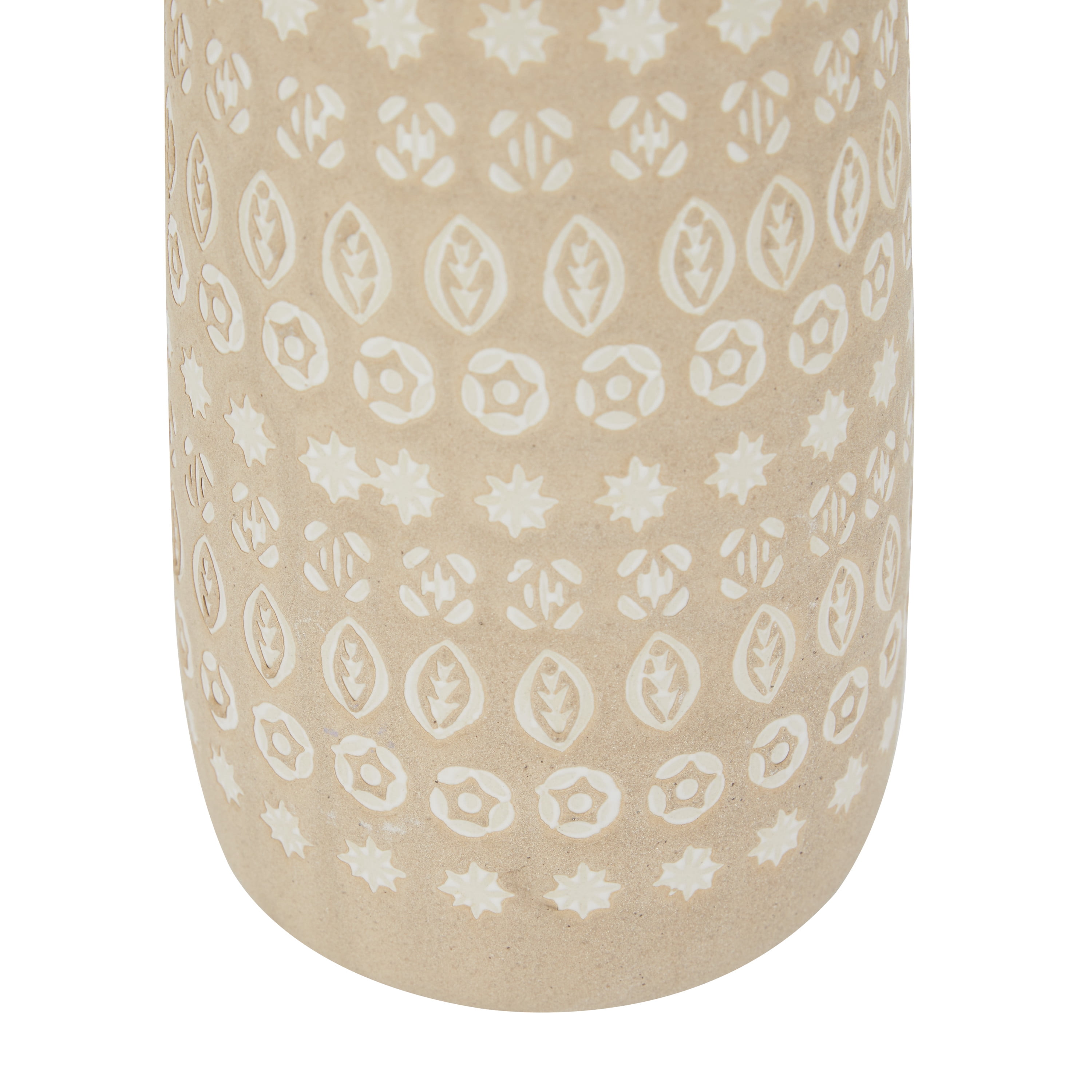 DecMode 15", 12"H Handmade Beige Ceramic Vase with Star Patterns, Set of 2
