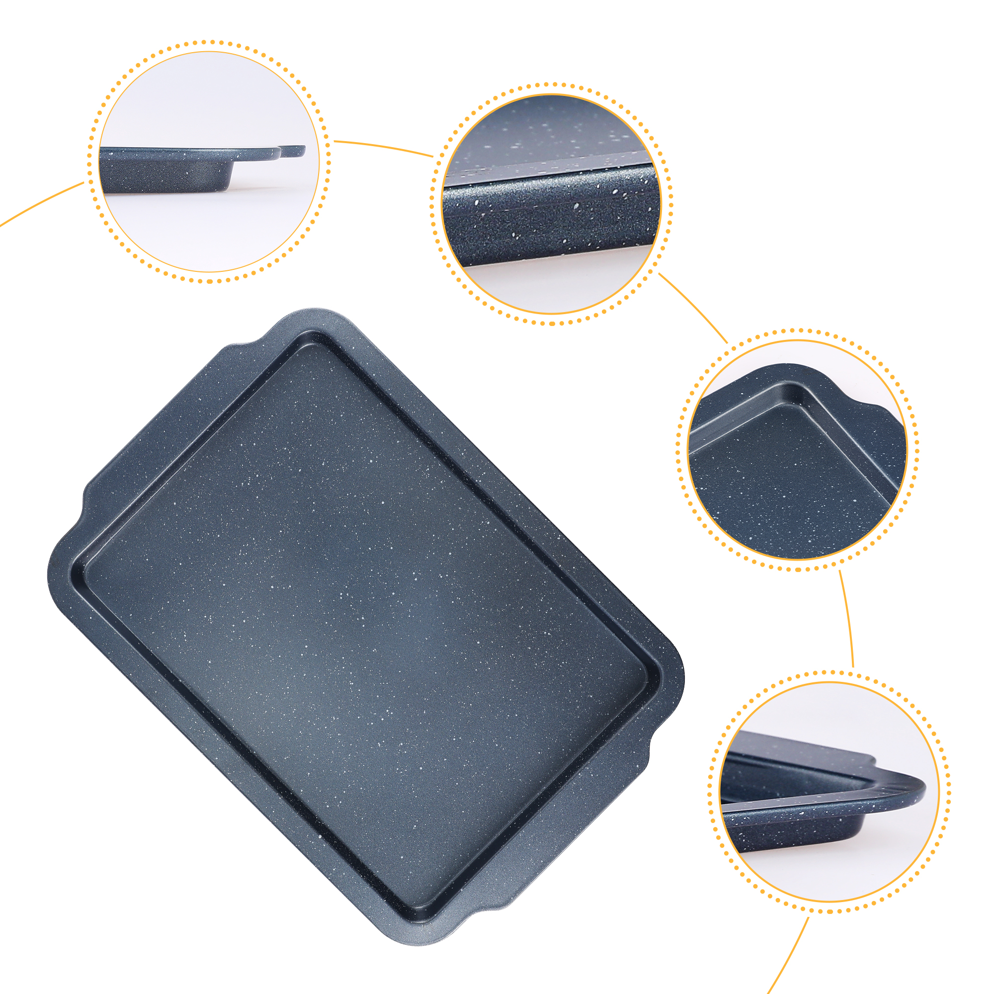 REGALWOVEN Baking Sheet Pan Set of 3, Solid Cookie Sheets for Oven Cooking, Nonstick Cake Pan, Large Thick Sheet Pans Black 15.7*10.8*0.7in