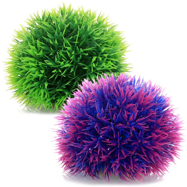 Nuevo diseño de paisajismo para peceras, decoraciones de plástico para peceras, bolas de flores artificiales y pajares.
