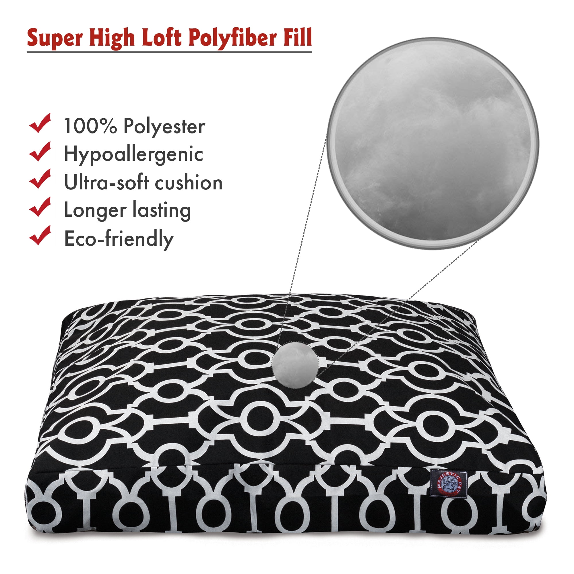 Majestic Pet | Athens Rectangle Pet Bed For Dogs, Removable Cover, Black, Small