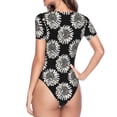 thumbnail image 4 of Naloa White Sunflowers Women's Short-Sleeved Onesie, One-Piece Swimsuit for Parties, dates, clubs - Large, 4 of 9