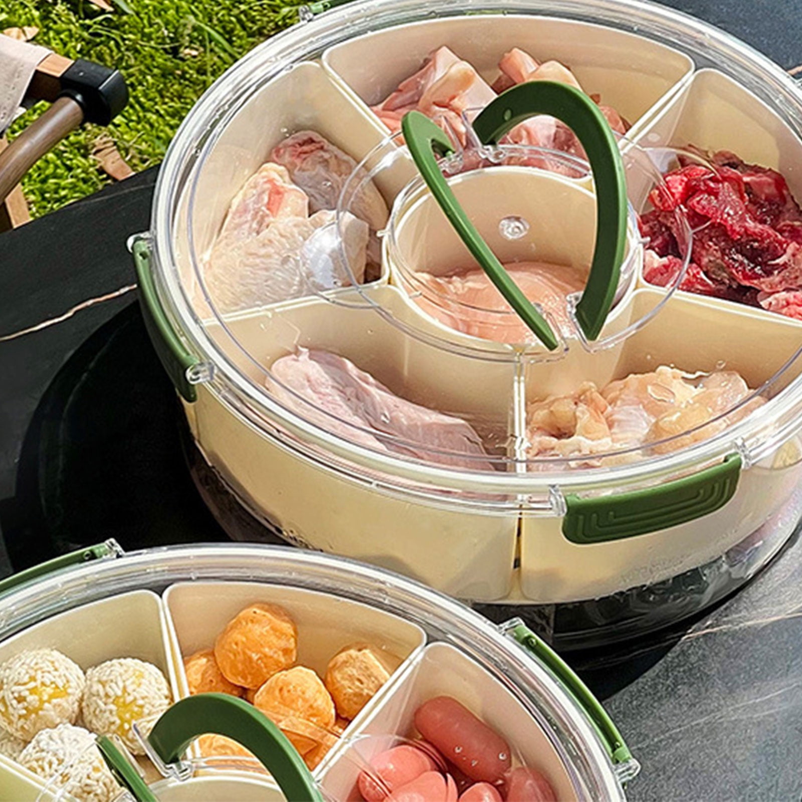 Stackable Multi-Compartment Cooler Box with Ice Retention Layer for Hiking, Travel Snacks, Camping Essentials