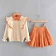 thumbnail image 6 of Zshosam Teen Girl Clothes for School Girl Skirt Set Long Sleeve Print Sweatshirt Skirt Set Clothes Set Outfit Size 2T 3T,(Orange 2-3 Years), 6 of 6