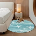 thumbnail image 3 of Round Area Rugs Collection 3.3 Ft, Teal Coastal Non-Slip Residential Carpet, Summer Ocean Waves Ombre Sea Starfish Indoor Crawling Mats Doormat Runner Rugs Play Mat forBedroom, 3 of 9