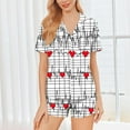 thumbnail image 2 of Tnhcen Women's Valentine's Day Pajama Set Button Front Short Sleeve Printed Heart Design 95% Polyester 5% Spandex Milk Silk Sleepwear (S-2XL), 2 of 8