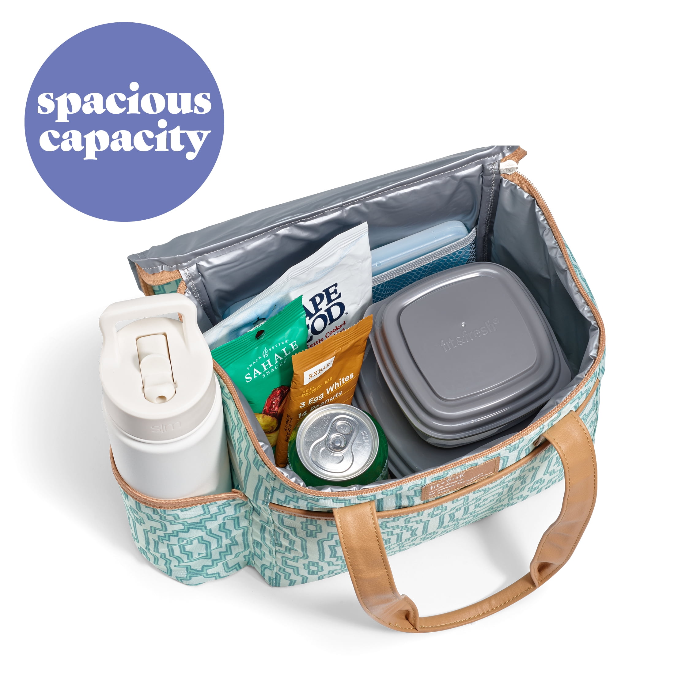 Fit & Fresh Mapleton Lunch Bag for Women, Lunch Cooler Tote, Reusable Insulated Lunch Bag, Art Deco Greeen