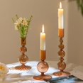 thumbnail image 1 of Juego de candelabros Hewory de cristal, 3 piezas, acanalados, color marrón, 1 of 7