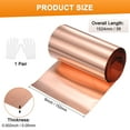 thumbnail image 3 of Copper Sheet Roll, 6in x 5ft x 0.002in (WxLxT) 99.9% Pure Copper Flashing Strip with Gloves for DIY Projects/Roofing [1524x152x0.05mm], 3 of 7