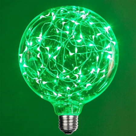 

LEDimagine G125 Fairy Light Bulb 70 Green LED Diodes Inside Clear Glass Finish E26 Base