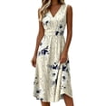 thumbnail image 2 of QUNYINEY Long Dresses for Women Plus Size Sleeveless A Line Floral Summer Sundress Casual Vacation Loose Fit V Neck Dresses, 2 of 5