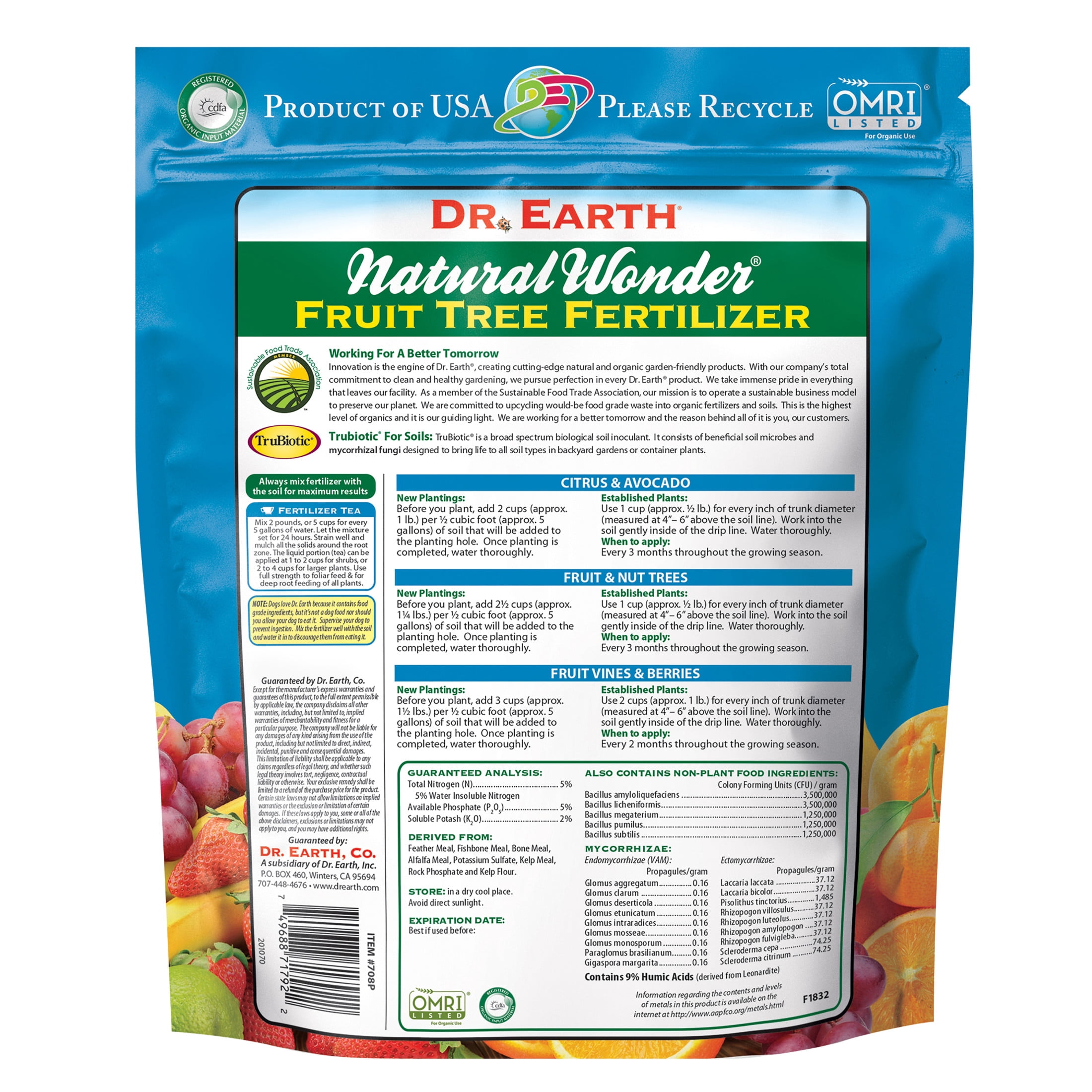 Dr. Earth Natural Wonder Premium Fruit Tree Fertilizer 5-5-2, 4 lb.