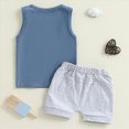 thumbnail image 5 of Toddler Boy Summer Outfits Baby Boys Cloting Set Family Outfit Little Dude Print Sleeveless Top Drawstring Shorts Father Son Matching Set, 5 of 5