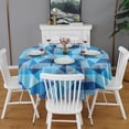 thumbnail image 2 of Blue Geometric Pattern Round Tablecloth 60"x60",Wrinkle Wipeable Table Cloth for Kitchen Dining Room Picnic Patio Party, 2 of 6