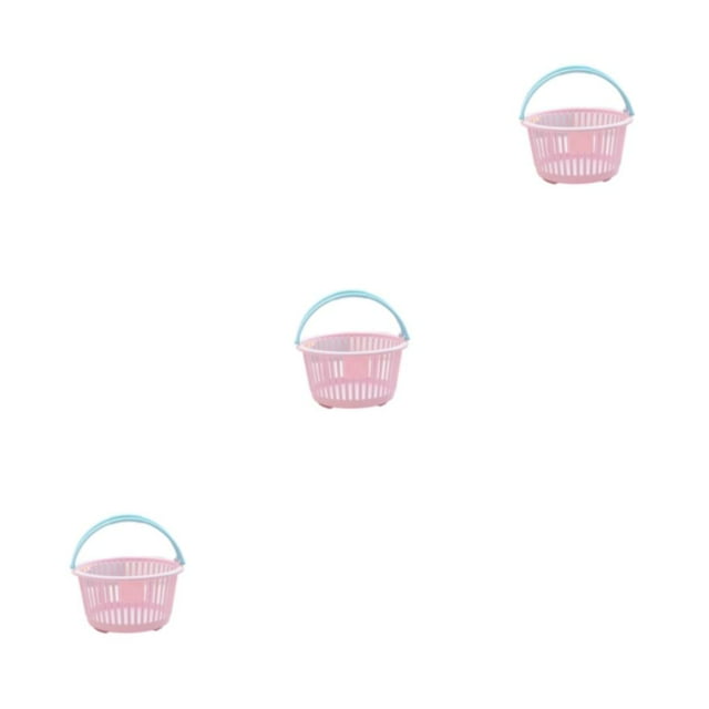mmirethe Panier de Rangement Grande Capacité - pour Ranger Facilement Divers Articles et 3Set Circulaire Rose Clair