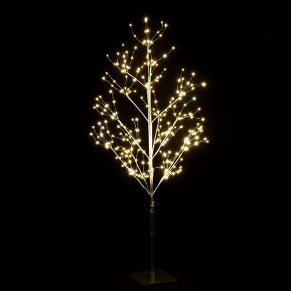 LuxenHome White Blossom Pre-Lit LED PVC Tree