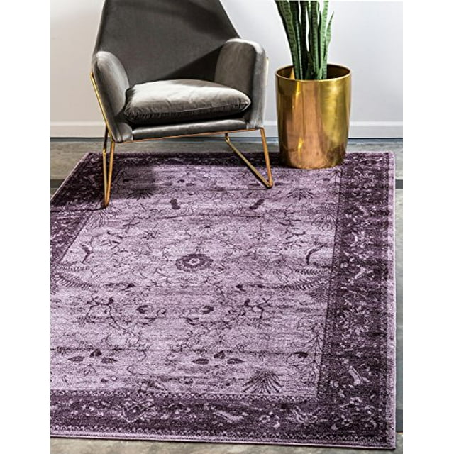 Unique Loom La Jolla Collection Tone-on-Tone Traditional Purple Area Rug (4' 0 x 6' 0)
