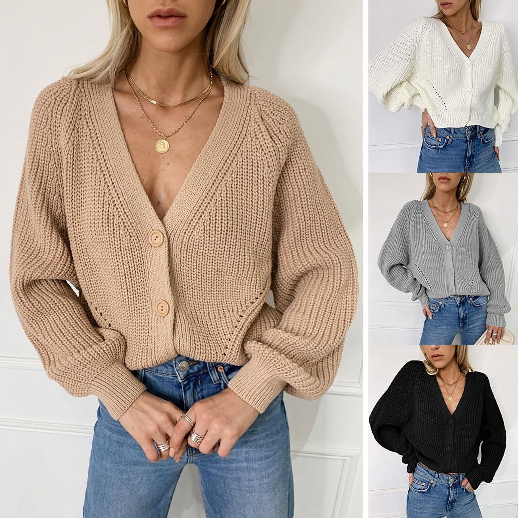 shell button loose knit cardigan – muguet