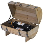 Vintiquewise QI003665N 10.25 x 15 x 9 in. Wooden Wine Barrel Shaped Treasure Chest Vintage Decorative Wine Holder, Natural