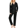 thumbnail image 1 of Conjunto de pijamas SWOMOG de manga larga para mujer S-XXL, negro y gris, 1 of 6