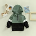 thumbnail image 2 of Fesfesfes Fashionable Long Sleeve Jackets for Boys Patchwork Color Hooded Tops Fall Half Zipper Sweatshirts ,Size 0 Month-2 Years, 2 of 9
