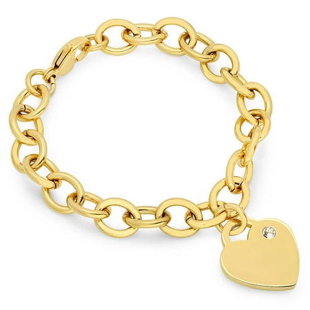 - Hmy Jewerly 18k G Heart Charm Brac Swarovski Crystal