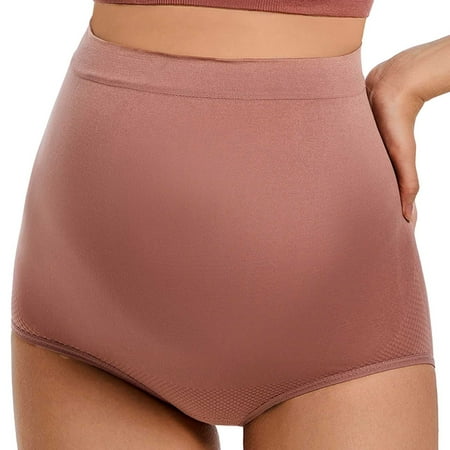 BYHONG Women Solid High Waisted Seamless Belly Supporting Panties Pregnant Mothers Can Wear Comfortable Large Size Briefs Panties for Women Red S