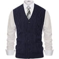 thumbnail image 1 of Gilet pour Homme Sans Manches à Col en V en Tricot Torsadé, 1 of 7