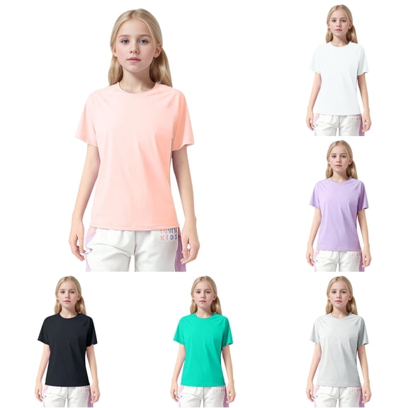 HCYSFG Boys Solid Color Athletic T Shirts Crewneck Short Sleeve Relaxed Fit Lightweight Active Tees Everyday Summer Sports Tops