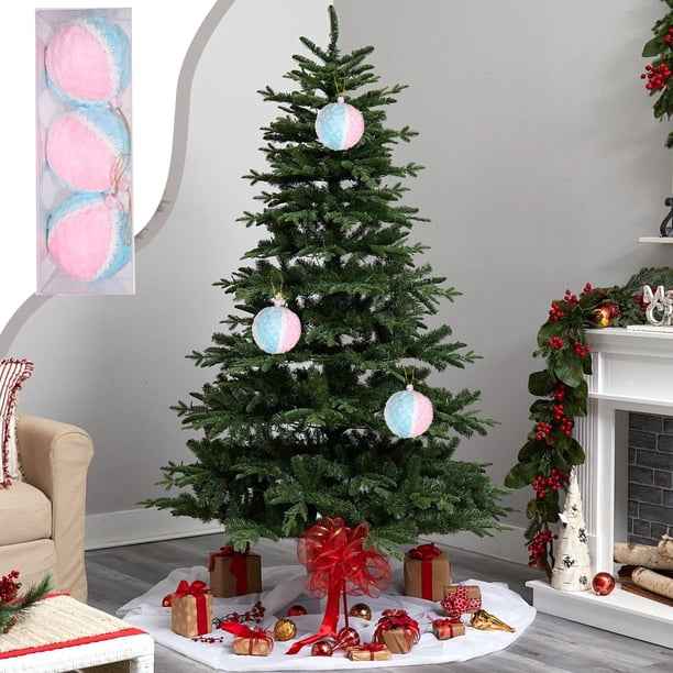 Adornos navideños, decoraciones navideñas, regalos de Navidad. Adorno de bola navideña azul claro, guirnalda de bolas, colgante para árbol de Navidad, decoración para fiestas, colgantes de poliéster.