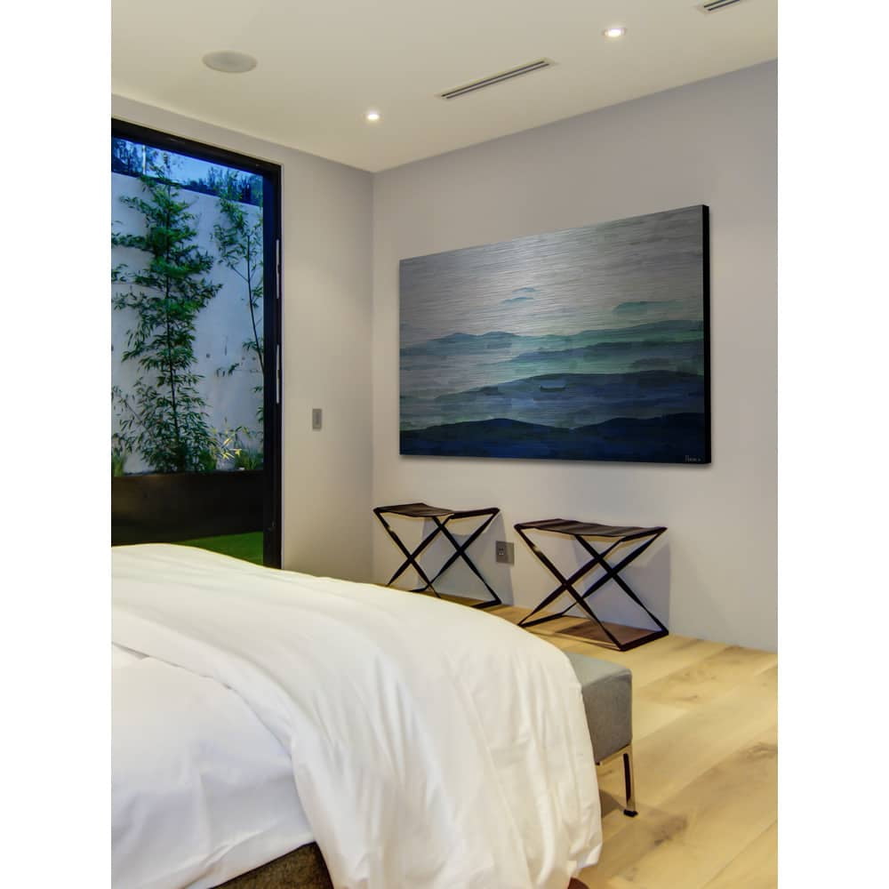 Parvez Taj  'Mountain Tops' Painting Print on Brushed Aluminum Multi-Color 36 x 24