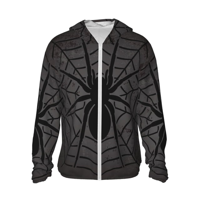 Fotbe Black Spider On Web 1 Chaqueta con Protección Solar UPF 50+ para Hombre y Mujer, Camisa con Capucha y Bolsillos-Medium