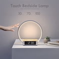 thumbnail image 3 of lámpara de mesa táctil con cargador inalámbrico, lámpara de mesita de noche con reloj, luz de despertador 3 niveles de brillo LED luz nocturna para dormitorio, sala de estar, mesita de noche, 3 of 5