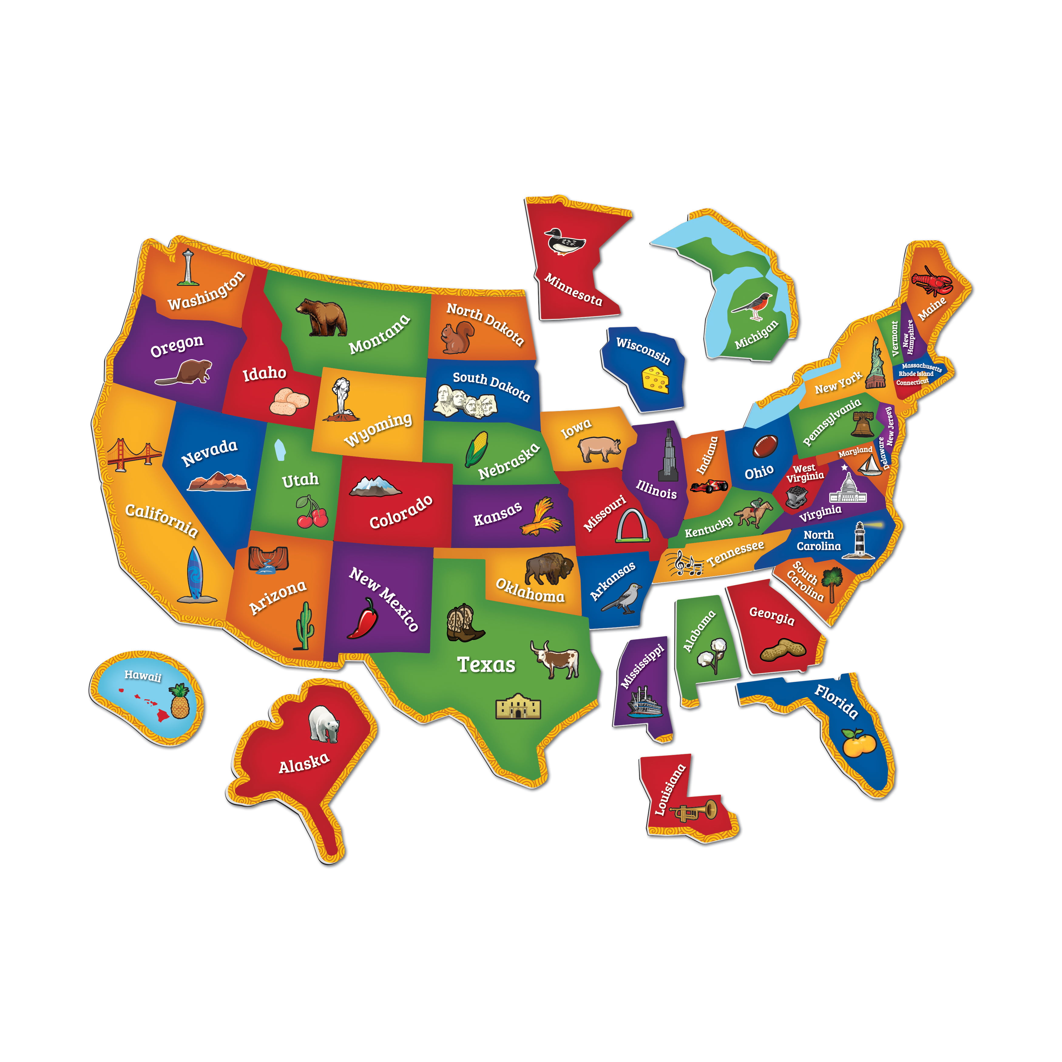 注目のブランド Learning Resources マグネット式 アメリカ地図パズル 44ピース
