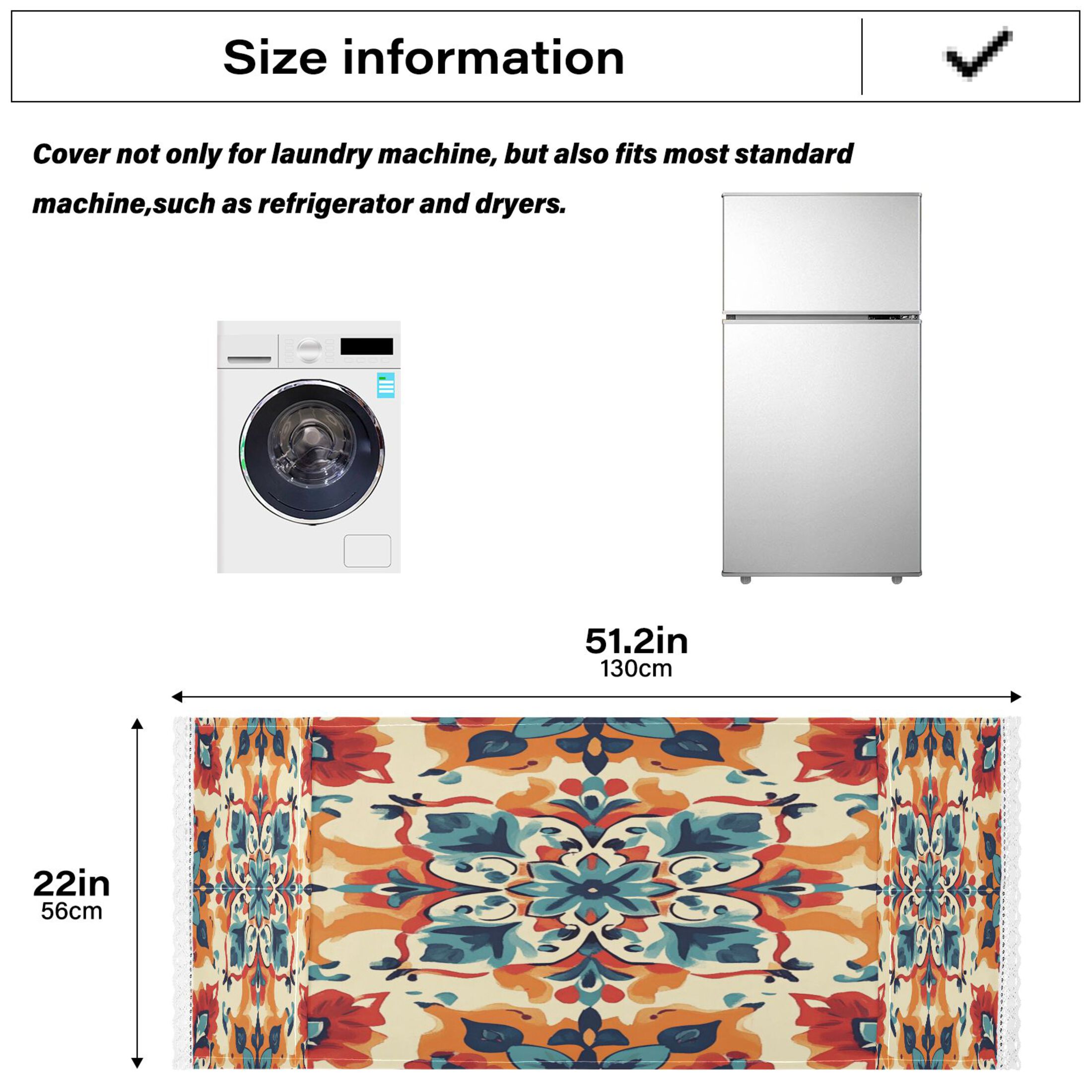 DEIARA Bohemian Motifs Washing Machine Cloth Dryer Refrigerator Top Cover Protective Non-Slip Mat For Kitchen Laundry