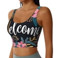 thumbnail image 2 of Balery Floral Welcome Sign Pattern Racerback Sports Bras for Women - Padded Seamless High Impact Support for Yoga Gym Workout Fitness-X-Large, 2 of 8