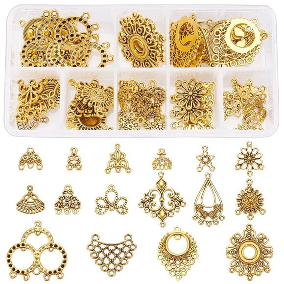 Kit de fabricación de joyas SUNNYCLUE, 64 unidades, dijes de aleación dorada