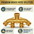 thumbnail image 3 of Morvat Heavy Duty Hexagonal Brass 4 Way Garden Hose Y Splitter, 2 Pack, 3 of 9