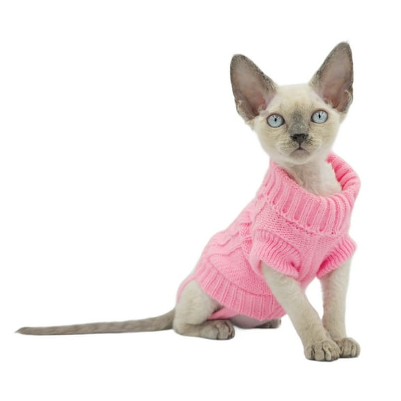 YokoKat Light Pink Turtleneck Cat Kitten Sweater Size XXS